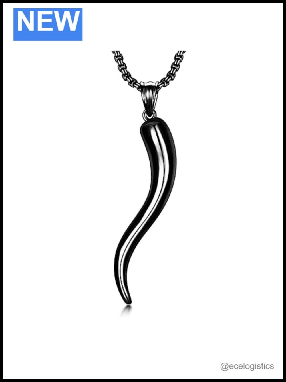 Sterling Silver Italian Horn Necklace Charm Pendant